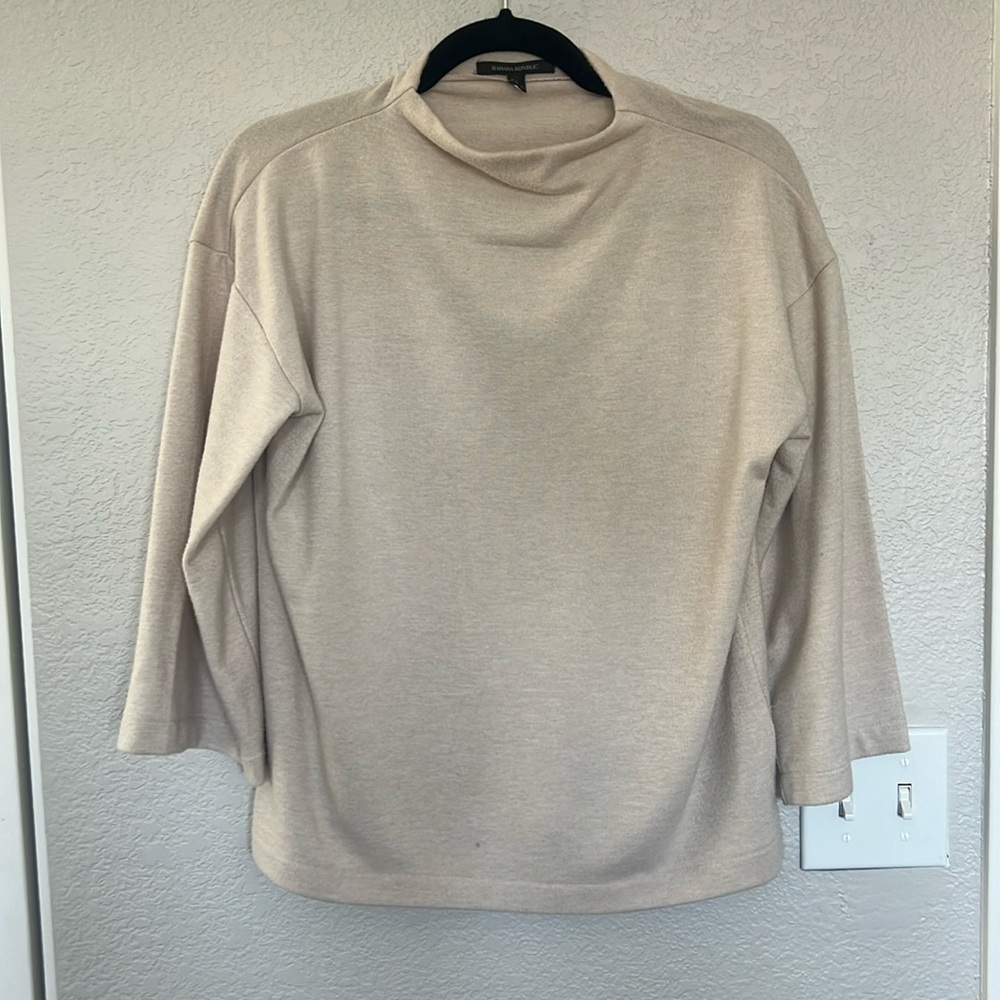 Cream Banana Republic mock neck top